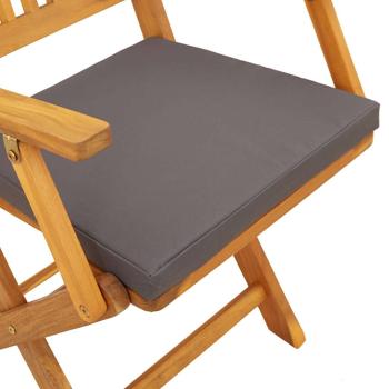 Klappgartenstühle mit grauem Kissen 4 Stück aus massivem Akazienholz