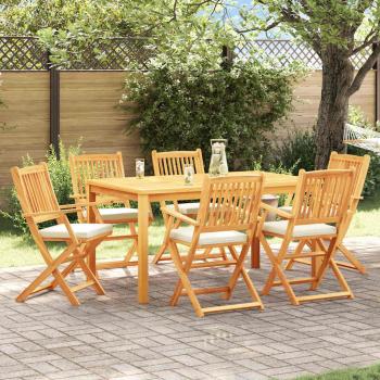 ARDEBO.de - Faltbare Gartenstühle mit weißen Kissen 6 Stück Massivholz Akazie