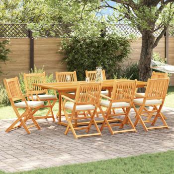 ARDEBO.de - Faltbare Gartenstühle mit weißen Kissen 8 Stück aus massiven Akazienholz
