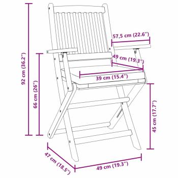 Faltbare Gartenstühle mit weißen Kissen 8 Stück aus massiven Akazienholz