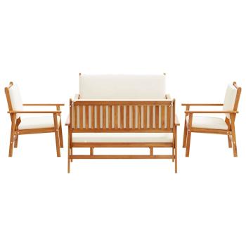 5-teiliges Garten-Sofa-Set mit Kissen aus massivem Akazienholz