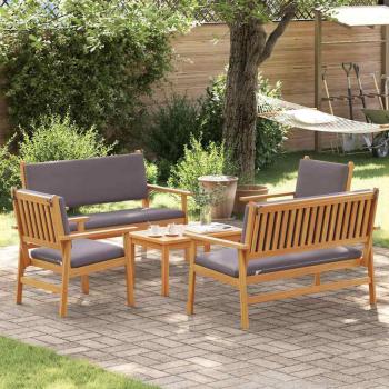 5-teiliges Garten-Sofa-Set mit Kissen aus massivem Akazienholz