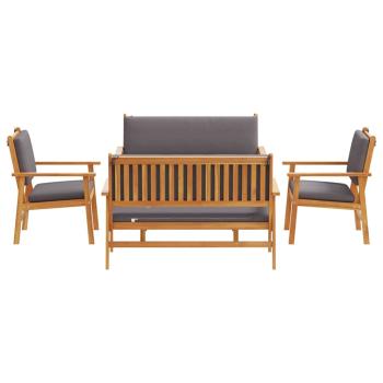 5-teiliges Garten-Sofa-Set mit Kissen aus massivem Akazienholz
