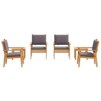 6-teiliges Garten-Esszimmer-Set mit Kissen aus massivem Akazienholz