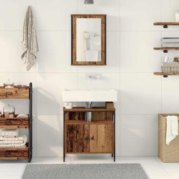 2-teiliges Badezimmermöbelset Alte Holzoptik aus Holzwerkstoff