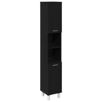 Badezimmermöbel Set 4 Teile Schwarz Eiche Holzwerkstoff Stauraum