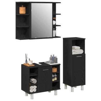 Badezimmermöbelset Set aus 3 Schwarzes Eichen Holzwerkstoff