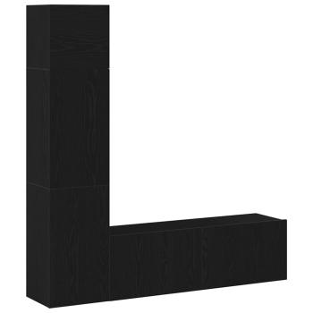 ARDEBO.de - 3-teiliges Wand-Montage TV-Schrank Set Schwarz Eichenholz Spanplatte