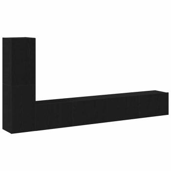3-teiliges TV-Schrank-Set Wandmontage Schwarzes Eichenholz Werkstoff