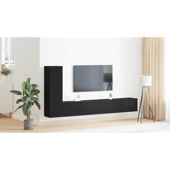 3-teiliges TV-Schrank-Set Wandmontage Schwarzes Eichenholz Werkstoff