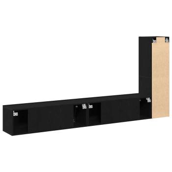 3-teiliges TV-Schrank-Set Wandmontage Schwarzes Eichenholz Werkstoff