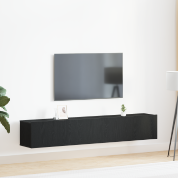 2-teiliges TV-Schrank-Set Schwarzes Holzwerkstoff