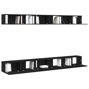 6-teiliges TV-Schrank-Set Schwarzes Eichenholz