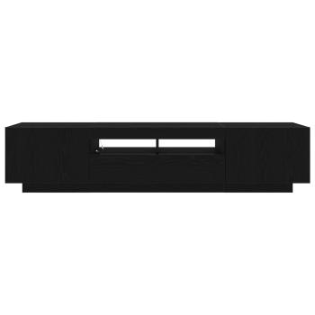 TV-Schrank mit LED-Lichtern, Schwarz, Eiche, 180x35x40 cm, Holzwerkstoff
