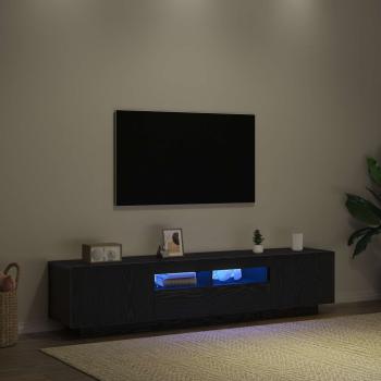 TV-Schrank mit LED-Lichtern, Schwarz, Eiche, 180x35x40 cm, Holzwerkstoff