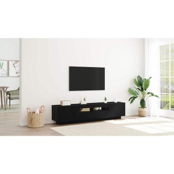 TV-Schrank mit LED-Lichtern, Schwarz, Eiche, 180x35x40 cm, Holzwerkstoff