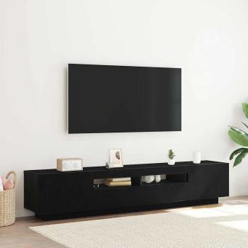 ARDEBO.de - TV-Schrank mit LED-Licht in Schwarz und Eiche 200x35x40 cm aus Holzwerkstoff