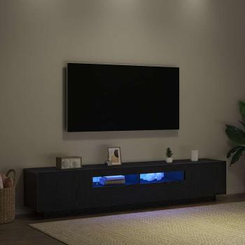 TV-Schrank mit LED-Licht in Schwarz und Eiche 200x35x40 cm aus Holzwerkstoff