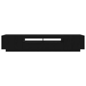 TV-Schrank mit LED-Licht in Schwarz und Eiche 200x35x40 cm aus Holzwerkstoff