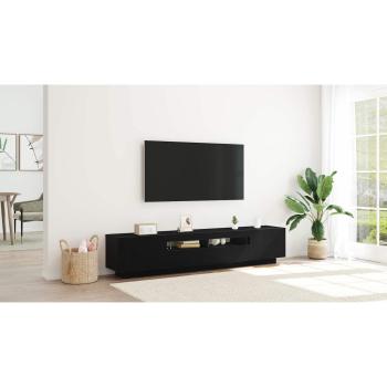TV-Schrank mit LED-Licht in Schwarz und Eiche 200x35x40 cm aus Holzwerkstoff
