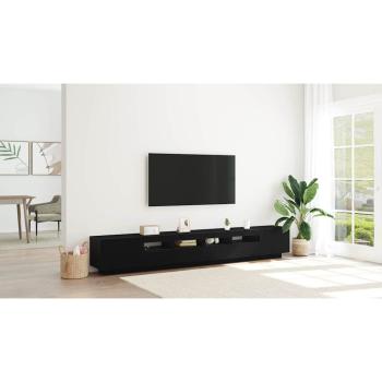 TV-Schrank mit LED-Leuchten, schwarz, Eiche, 260x35x40 cm, Holzwerkstoff