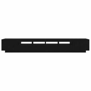 TV-Schrank mit LED-Leuchten, schwarz, Eiche, 260x35x40 cm, Holzwerkstoff