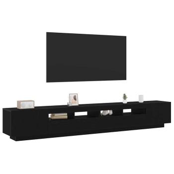 TV-Schrank mit LED-Leuchten, schwarz, Eiche, 260x35x40 cm, Holzwerkstoff