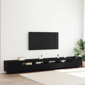 ARDEBO.de - TV-Schrank mit LED-Lichtern in Schwarz und Eiche, 300x35x40 cm, Holzwerkstoff