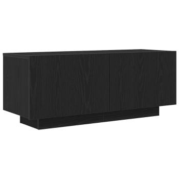 TV-Schrank mit LED-Lichtern in Schwarz und Eiche, 300x35x40 cm, Holzwerkstoff