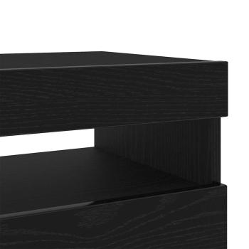 TV-Schrank mit LED-Lichtern in Schwarz und Eiche, 300x35x40 cm, Holzwerkstoff