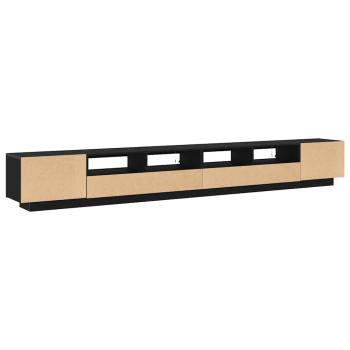 TV-Schrank mit LED-Lichtern in Schwarz und Eiche, 300x35x40 cm, Holzwerkstoff