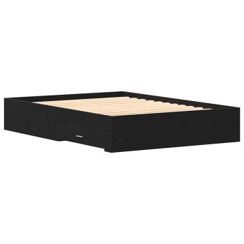 Bettgestell mit Schubladen Schwarz Eiche 135x190 cm Ingenieurholz