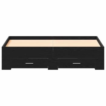 Bettgestell mit Schubladen Schwarz Eiche 135x190 cm Ingenieurholz