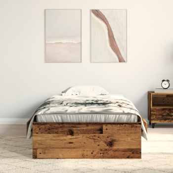 Bettrahmen mit Schubladen Altholz 90 x 200 cm Holzwerkstoff
