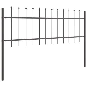 Gartenzaun mit Spitze Grau 3,4x0,6 m aus Stahl