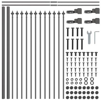 Gartenzaun mit Spitze Grau 3,4x0,6 m aus Stahl