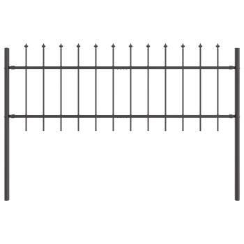 Gartenzaun mit Spitze Grau 3,4x0,6 m aus Stahl