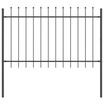 Gartenzaun mit Speerspitze Grau 3,4x0,8 m aus Stahl