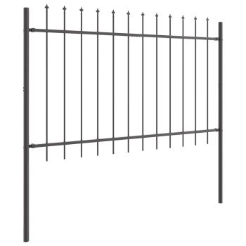 Gartenzaun mit Speerspitze Grau 3,4x0,8 m aus Stahl
