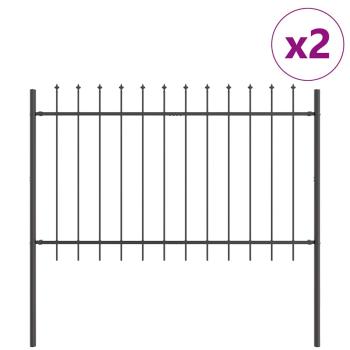 Gartenzaun mit Spear-Top Grau 3,4x1,2 m aus Stahl