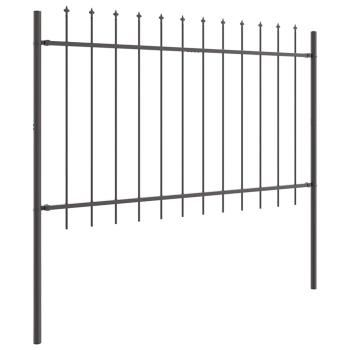 Gartenzaun mit Spear-Top Grau 3,4x1,2 m aus Stahl