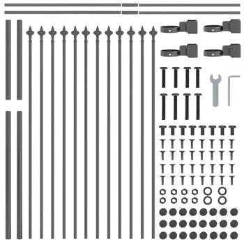 Gartenzaun mit Spear-Top Grau 3,4x1,2 m aus Stahl