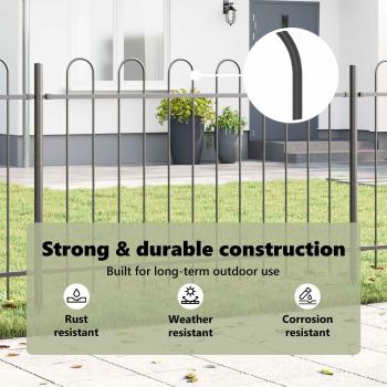 Gartenzaun mit Spitzdach Grau 3,4x1 m aus Stahl