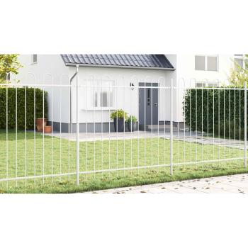 Gartenzaun mit Spitzdach Grau 3,4x1 m aus Stahl