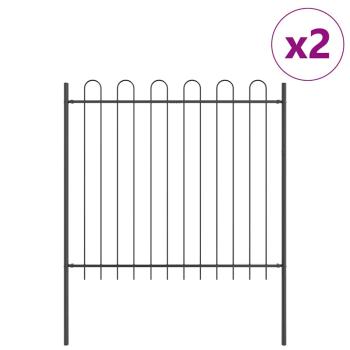 Gartenzaun mit Bogenoberteil Grau 3,4x1,5 m aus Stahl
