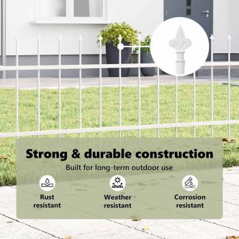 Gartenzaun 2 pcs Weiß 3,4 x 0,6 m Pulverbeschichteter Stahl