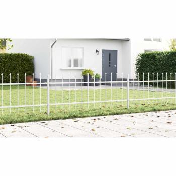 Gartenzaun 2 pcs Weiß 3,4 x 0,6 m Pulverbeschichteter Stahl