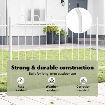 Gartenzaun mit Bogen oben Weiß 3,4x1,2 m Stahl