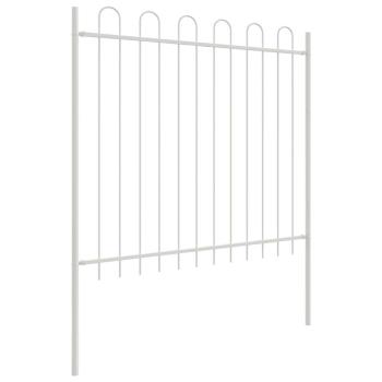 Gartenzaun mit Bogenoberteil Weiß 3,4x1,5 m Stahl