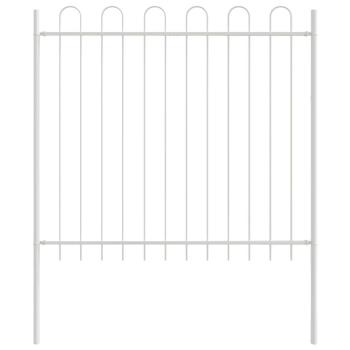 Gartenzaun mit Bogenoberteil Weiß 3,4x1,5 m Stahl